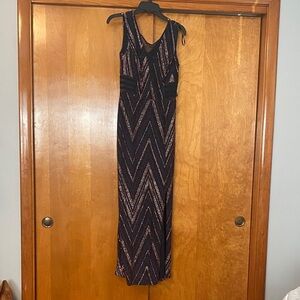 Glamorous Black and Gold Chevron Maxi Dress